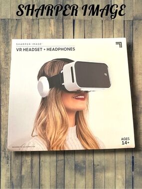 Sharper Image White and Black VR Headset with Built-In Headphones